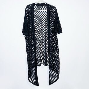 City Chic - Black Crochet Longline Cardigan